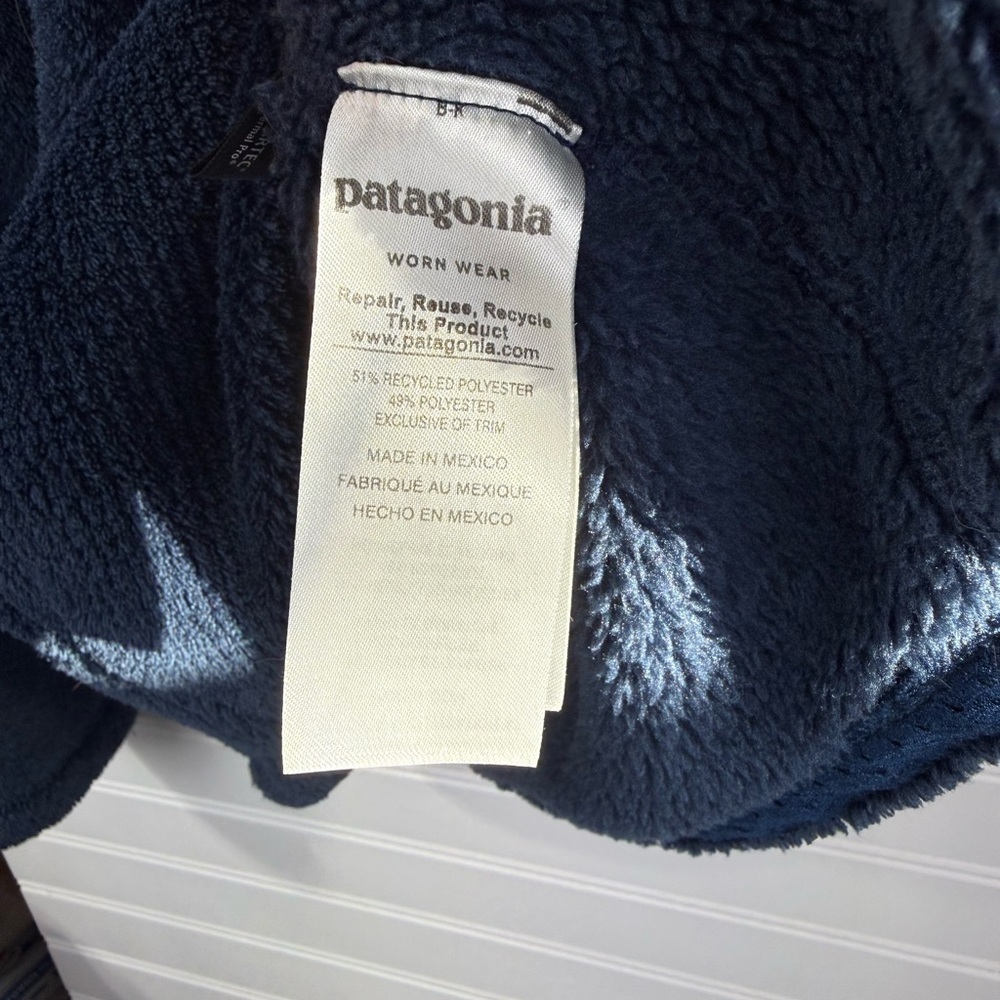 Patagonia women’s Navy & sage green Re-Tool Snap-T pullover Fleece jacket Size L - Picture 6 of 9